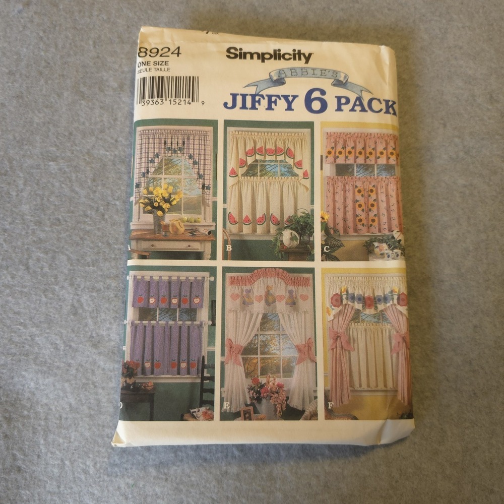 Simplicity 8924 Jiffy 6 Pack Window Curtains Uncut